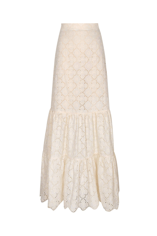 Julieta Cotton Eyelet Maxi Skirt / Cream